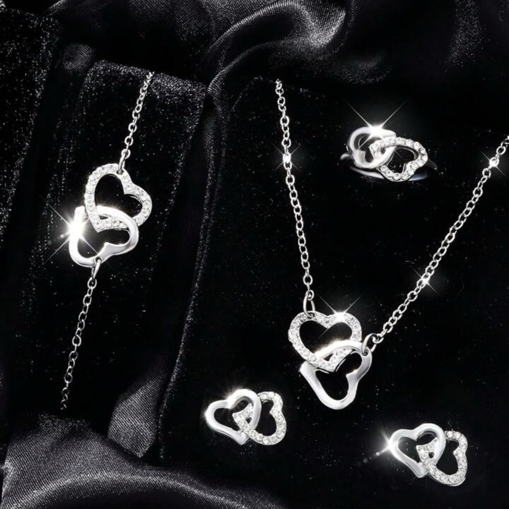 Silver Heart Jewelry Set